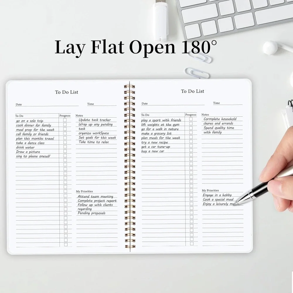Undated Daily Planner‎ 5.8x8 – To-Do Notebook w/ Priorities & Notes (2-pack)
